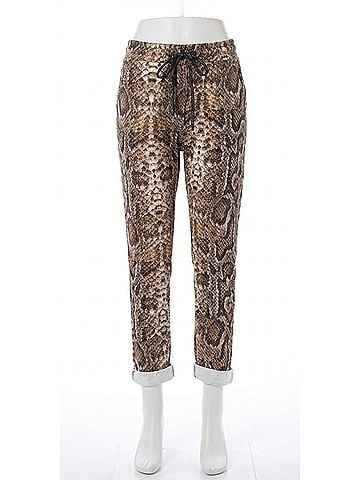 GiGi Moda Snake Print Tie-Waist Pants in Taupe (view 1)