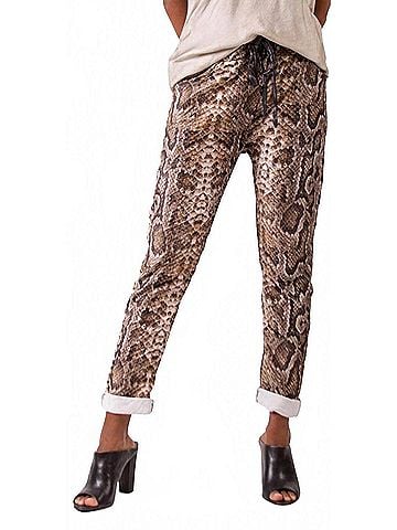 GiGi Moda Snake Print Tie-Waist Pants in Taupe (view 2)