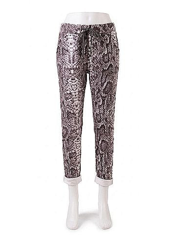 GiGi Moda Snake Print Tie-Waist Pant in Charcoal (view 1)