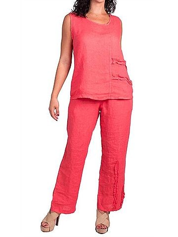 GiGi Moda Palermo Linen Pull-On Pants in Coral (view 2)