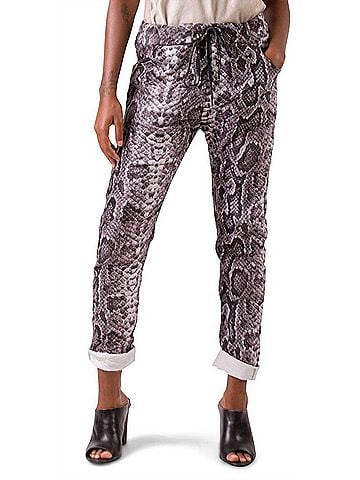 GiGi Moda Snake Print Tie-Waist Pant in Charcoal (view 2)