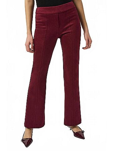 Joseph Ribkoff Scuba Suede Pull On Flared Pants in Merlot (view 2)