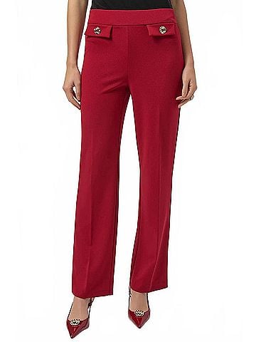 Joseph Ribkoff Pull On Wide Leg Trouser Pants in Deep Cherry (view 2)
