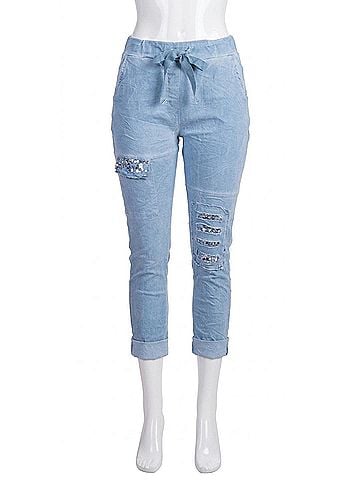 GiGi Moda Toppa Sequin Pants in Blue (view 1)