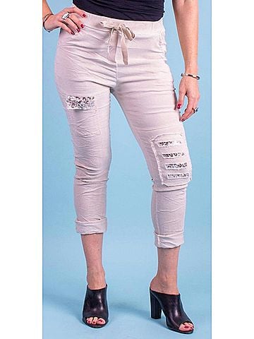 GiGi Moda Toppa Sequin Pants in Beige (view 2)