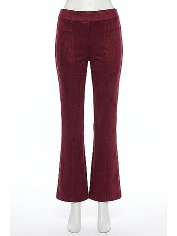 Joseph Ribkoff Scuba Suede Pull On Flared Pant in Merlot (view 1)