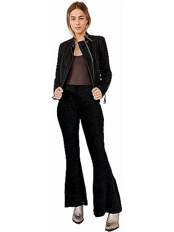 Free People So Charming Velvet Flare Pants in Black (view 2)