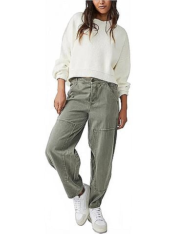Free People Turn Away Tapered Carpenter Pants in Hunter Green (view 2)