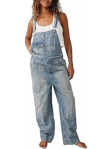 Free People Murphy Utility Overall in Jackson Blue (view 2)
