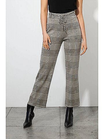 Joseph Ribkoff Katherine Knit Jacquard Pants in Beige Multi Plaid (view 2)