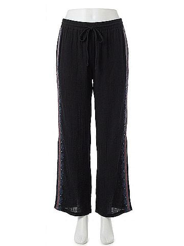 Johnny Was Women's Side Slit Wide Leg Pants in Black (view 1)