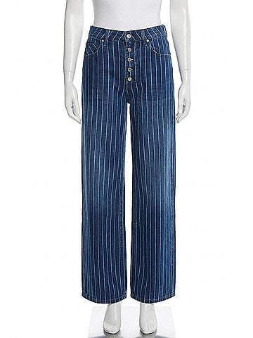 Free People Nia Striped Boyfriend Jeans in Indigo Pinstripe (view 1)