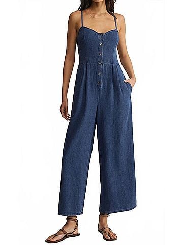 Z Supply Angel Eyes Twill Jumpsuit in Twilight Blue (view 2)