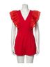 Entro Solid Red Ruby Ruffle Sleeves Romper in Red Size L - photo 1