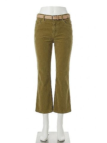Tribal Corduroy Wide Hem Slit Pants in Mosstone (view 1)