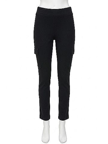 Joseph Ribkoff Silky Knit Slim Fit Cargo Pant in Black (view 1)