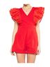 Entro Solid Red Ruby Ruffle Sleeves Romper in Red Size L - photo 2
