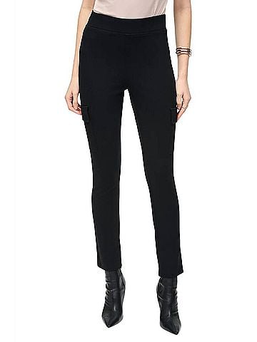 Joseph Ribkoff Silky Knit Slim Fit Cargo Pant in Black (view 2)