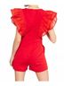 Entro Solid Red Ruby Ruffle Sleeves Romper in Red Size L - photo 3