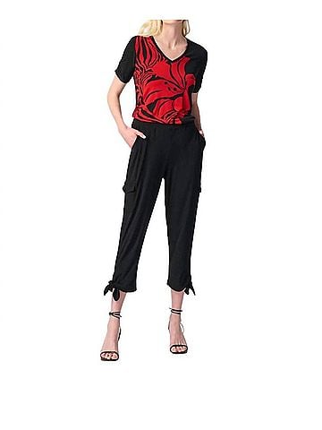 Joseph Ribkoff Knit Jogger Pants With Cargo Pockets in Black (view 2)