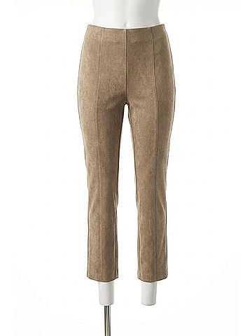 Joseph Ribkoff Scuba Suede High Waist Slim Flared Pant in Java (view 1)