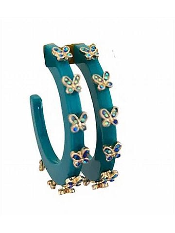 Sacha London Women's City Girl Butterfly Small Hoop Earrings in Harbor Blue (view 1)