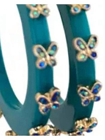 Sacha London Women's City Girl Butterfly Small Hoop Earrings in Harbor Blue (view 2)