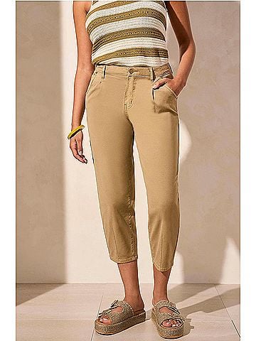 Tribal Audrey Crop Jeans in Nude Olive (view 2)