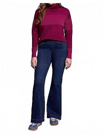 Tribal Audrey Boundless Stretch Denim Pull-On Flare Jeans in Dark Night (view 2)