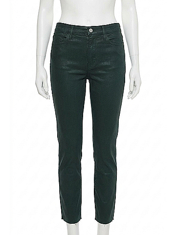 FRAME Women's Shiny Jean in Green (view 1)
