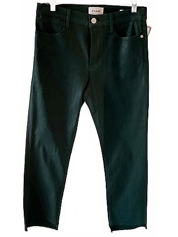 FRAME Women's Shiny Jean in Green (view 2)