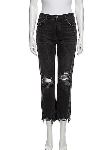Free People Maggie Straight Leg Jeans in Washed Black (view 1)