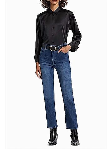 FRAME Le Sleek Straight Jeans in Thunderstorm (view 2)