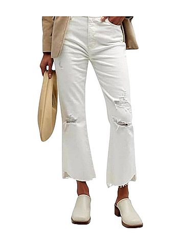 FRAME Super High Crop Mini Boot Jeans in Aunatural Destruct (view 2)