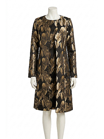 Joseph Ribkoff Foil Leaf Open Front Coat in Black/Bronze (view 1)