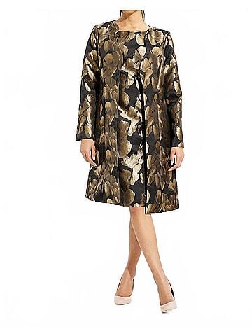 Joseph Ribkoff Foil Leaf Open Front Coat in Black/Bronze (view 2)