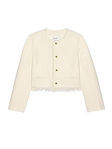 FRAME Women's Tweed Fringe Jacket in White (view 1)