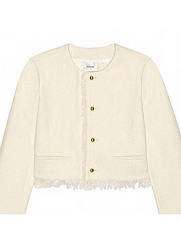 FRAME Women's Tweed Fringe Jacket in White (view 2)