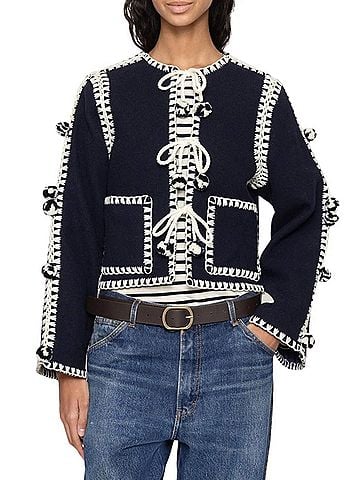Sea New York Addison Pom Pom Jacket in Navy (view 2)