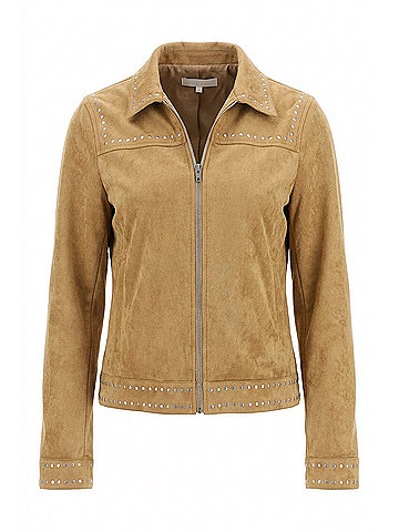 Dear John Exene Zipper Front Collared Jacket in Butterscotch (view 1)