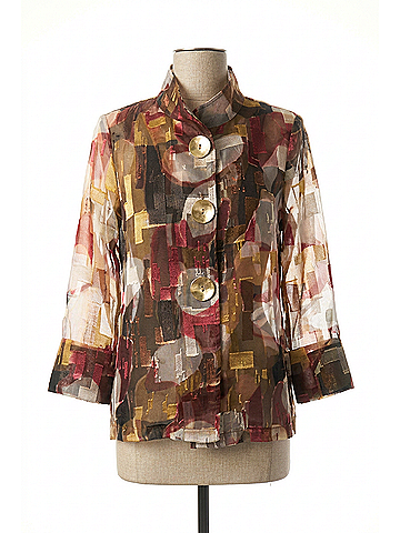 Joseph Ribkoff Organza Abstract Print Two-Piece Trapeze Jacket in Multicolor (view 1)