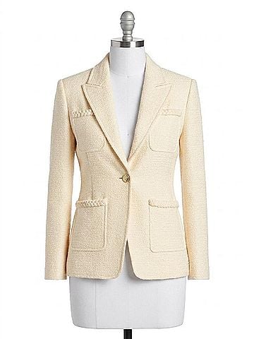 Derek Lam 10 Crosby Assila Single Breasted Braid Trim Jacket in Ecru (view 1)