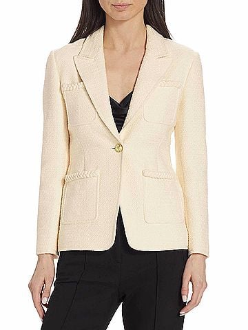 Derek Lam 10 Crosby Assila Single Breasted Braid Trim Jacket in Ecru (view 2)