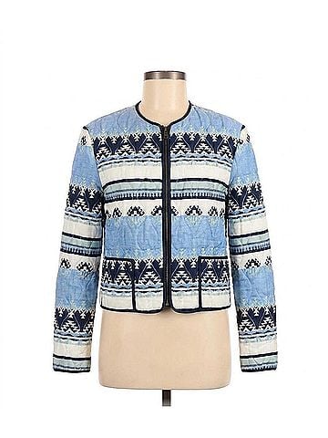 Drew Pattern Zip-Up in Blue (view 1)