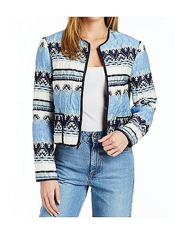 Drew Pattern Zip-Up in Blue (view 2)