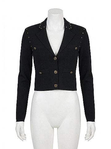 Central Park West Crystal Knit Blazer in Black (view 1)