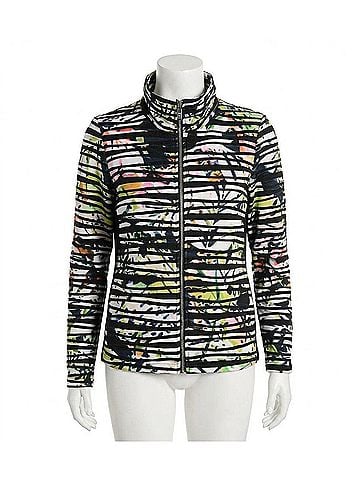 Joseph Ribkoff Cascade Knit Tropical Jacket With Contrast Panel in Vanilla/Multi (view 1)