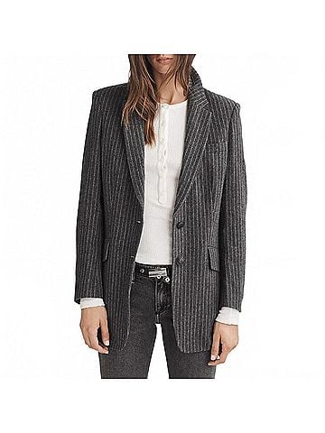 Rag & Bone Women'sa Charles Italian Wool Blazer in Grey Stripe (view 2)