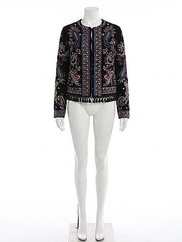 Johnny Was Women's Katiuska Short Fringe Jacket in Black (view 1)