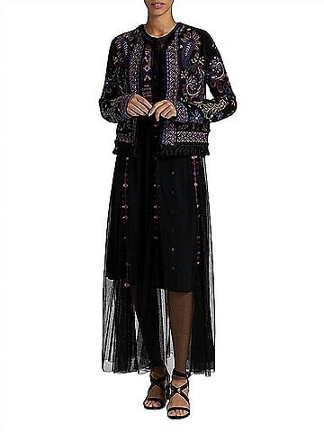 Johnny Was Women's Katiuska Short Fringe Jacket in Black (view 2)
